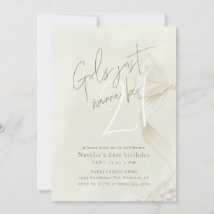 Girls Just Wanna Be 21   Bow Coquette Birthday Invitation