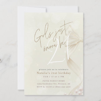 Girls Just Wanna Be 21 | Bow Coquette Birthday Invitation