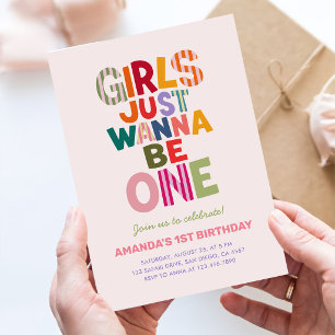 Girls Just Wanna Be One 1st Birthday Invitation