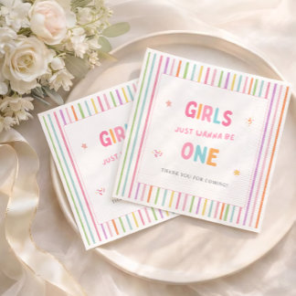 Girls Just Wanna Be One 1st Birthday Lunch Napkins