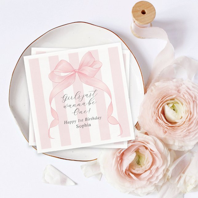 Girls Just Wanna Be One 1st Birthday Napkins (Creator Uploaded)