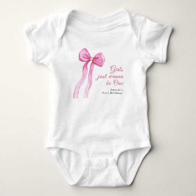 Girls just wanna be One 1st Birthday Party Baby Bodysuit (Front)