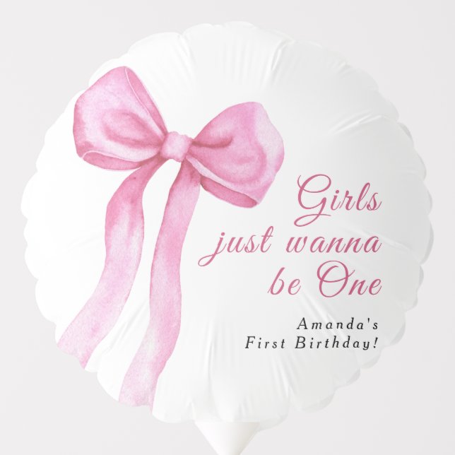 Girls just wanna be One 1st Birthday Party Balloon (Front)
