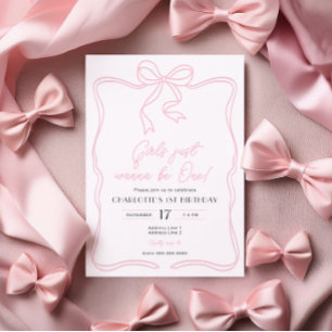 Girls Just Wanna be One Birthday Invitation