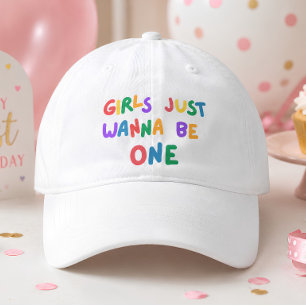 Girls Just Wanna Be One Colorful 1st Birthday Hat