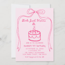 Girls Just Wanna Be ONE first birthday Invitation