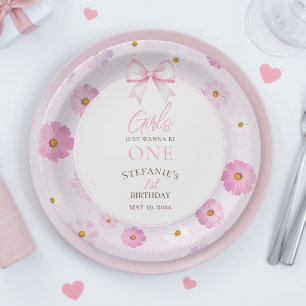 Girls Just Wanna Be One Girl Fancy One Birthday Paper Plates