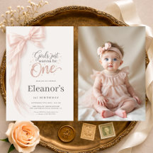 Girls Just Wanna be One Photo Bow 1st Birthday