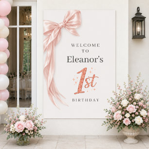 Girls Just Wanna be One Pink Bow 1st Birthday Banner