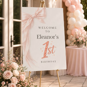 Girls Just Wanna be One Pink Bow 1st Birthday Foam Board