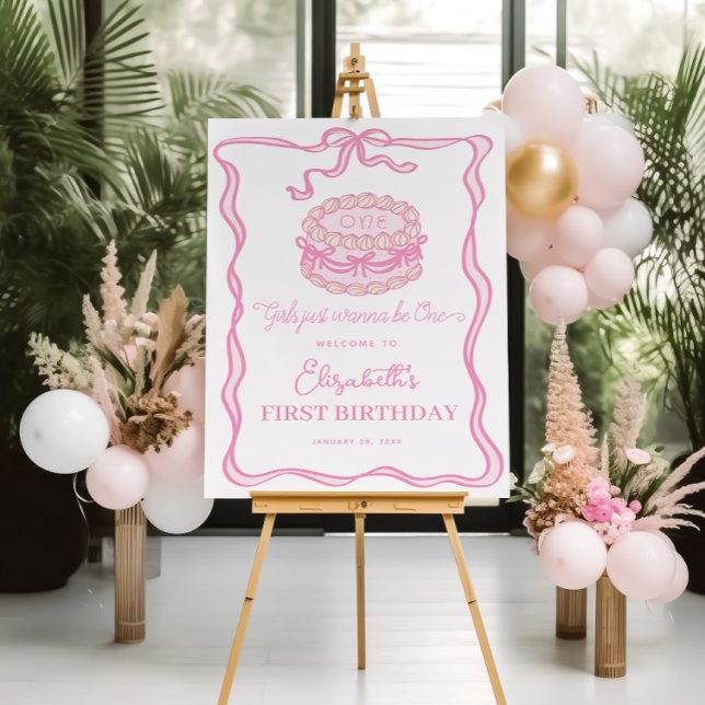 Girls Just Wanna Be One Pink Bow 1st Birthday Foam Board (Girls Just Wanna Be One Pink Bow 1st Birthday Foam Board)