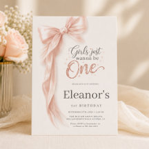 Girls Just Wanna be One Pink Bow 1st Birthday