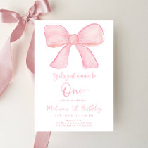 Girls Just Wanna Be One Pink Bow 1st Birthday Invitation