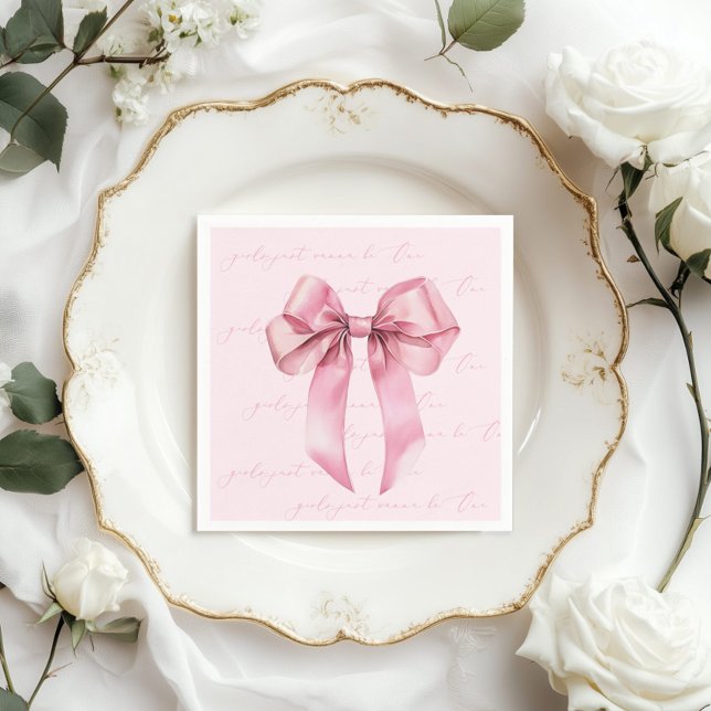 Girls just wanna be One Pink Bow 1st Birthday Napkins (Creator Uploaded)