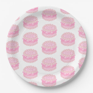 Girls Just Wanna Be One Pink Bow Birthday Paper Plates