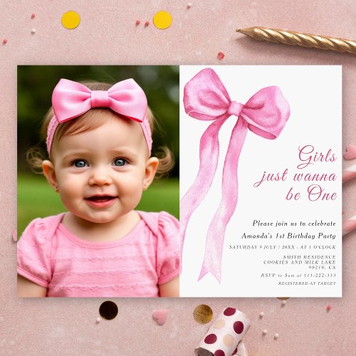 Girls Just Wanna Be One Pink Bow First Birthday