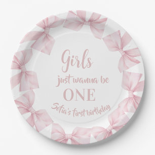 Girls just wanna be One Pink Bow Paper Plates