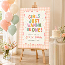 Girls Just Wanna Be One Pink Gingham 1st Birthday