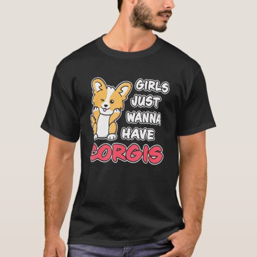 Girls Just Wanna Have Corgis Cute Winking Corgi Pu T_Shirt