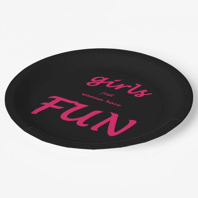 girls just wanna have fun paper plates (Angled)