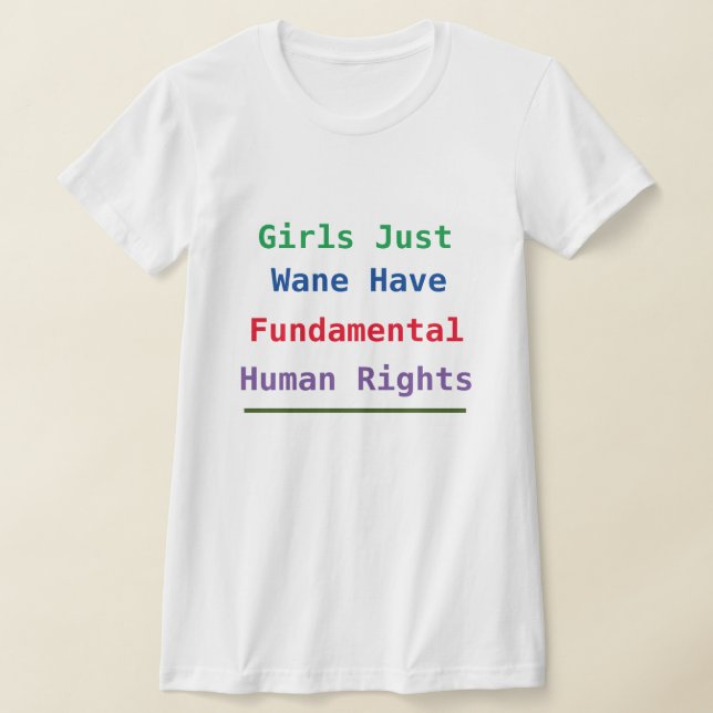 Girls Just Wanna Have Fundamental Human Rights T-Shirt (Laydown)