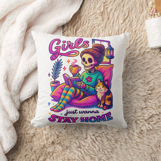 Girls Just Wanna...  Throw Pillow (Blanket)