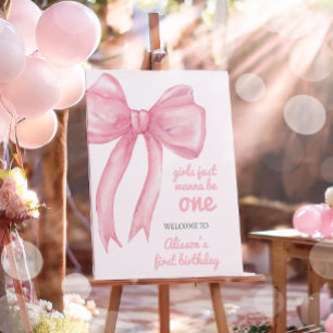 Girls Just Wanne Be One Pink Bow Coquette Birthday Foam Board