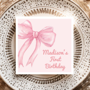 Girls Just Wanne Be One Pink Bow Coquette Birthday Napkins