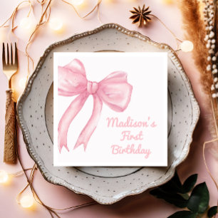 Girls Just Wanne Be One Pink Bow Coquette Birthday Napkins
