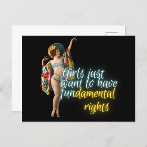 Girls Just Want Fundamental Rights Campy Dancer Postcard