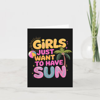 Girls Just Want to Have Sun Swirly Retro Summer Card
