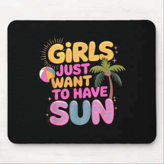 Girls Just Want to Have Sun Swirly Retro Summer Mouse Pad