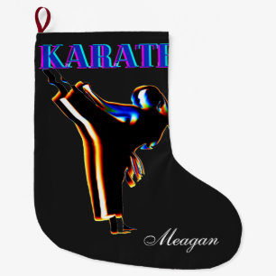 Girls Karate Abstract Blur Large Christmas Stocking