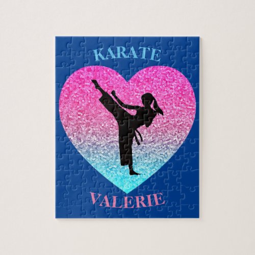 Girls Karate Blue Jigsaw Puzzle