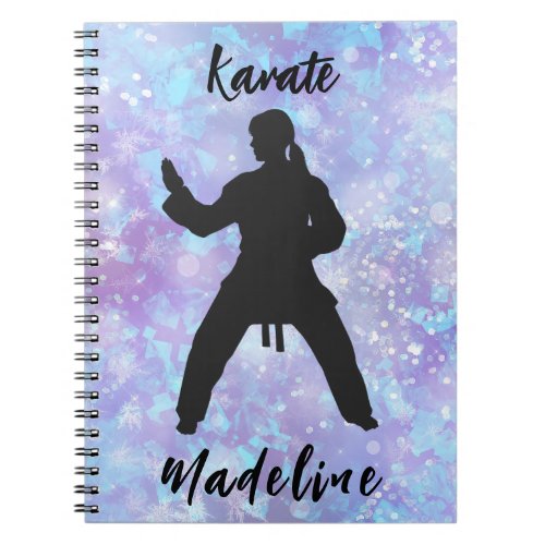 Girls Karate Blue Purple Personalized   Notebook