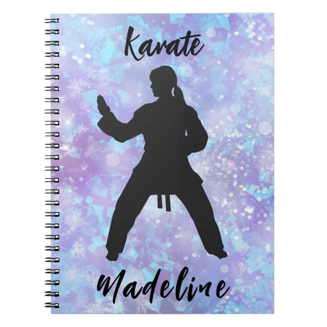 Girls Karate Blue Purple Personalized   Notebook (Front)