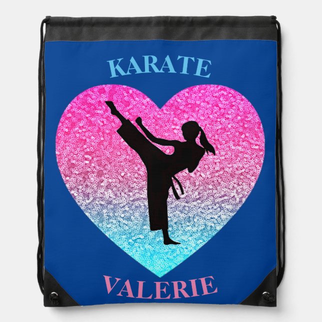 Girls Karate Drawstring Bag (Front)