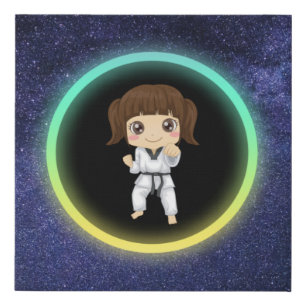 Girls Karate Galaxy   Faux Canvas Print
