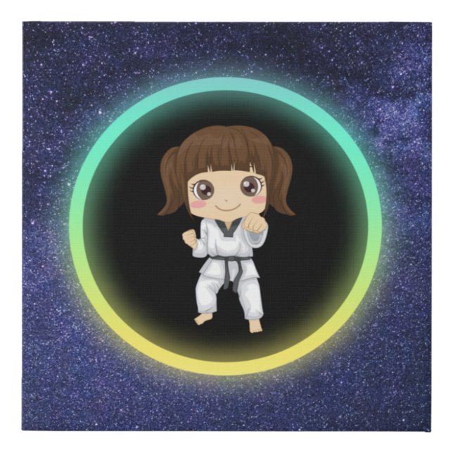 Girls Karate Galaxy   Faux Canvas Print (Front)