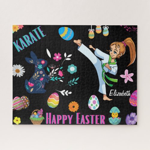 Girls Karate Happy Easter Decorative Jigsaw Puzzle