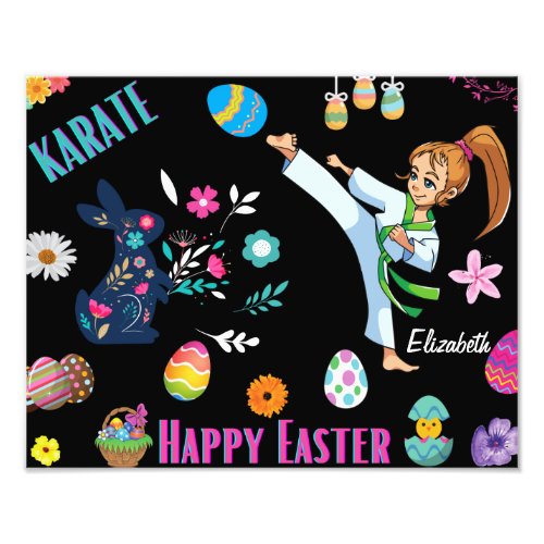 Girls Karate Happy Easter Decorative  Photo Print
