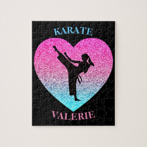 Girls Karate Kick Jigsaw Puzzle