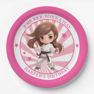 Girl's Karate Martial Arts Birthday Party Paper Plates