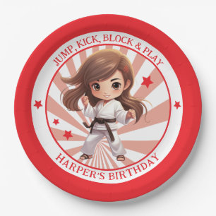 Girl's Karate Martial Arts Birthday Party Paper Plates