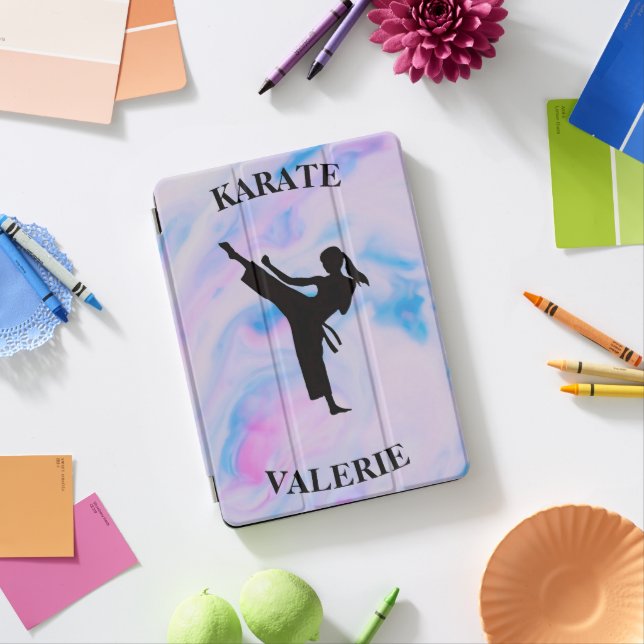 Girls Karate Pastel Swirl iPad Pro Cover (Desk)