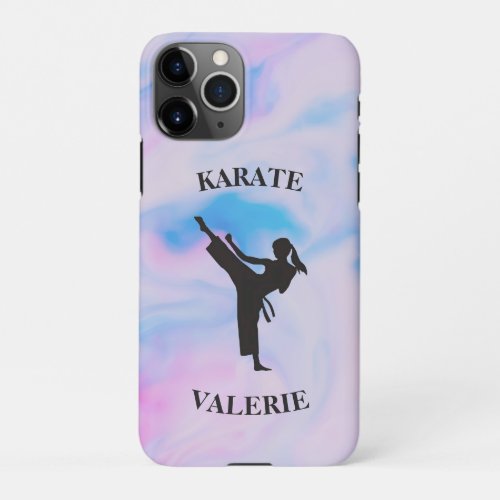 Girls Karate Pastel Swirl iPhone 11Pro Case