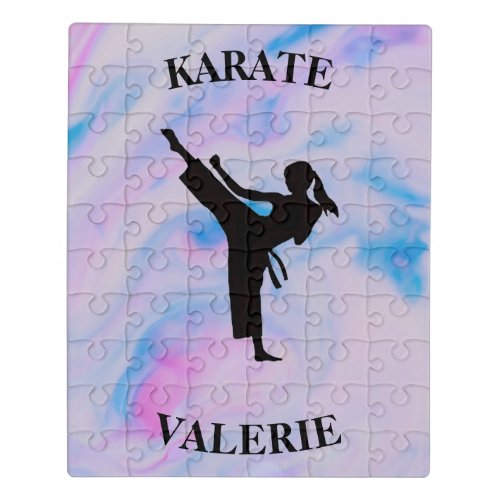 Girls Karate Pastel Swirl Jigsaw Puzzle