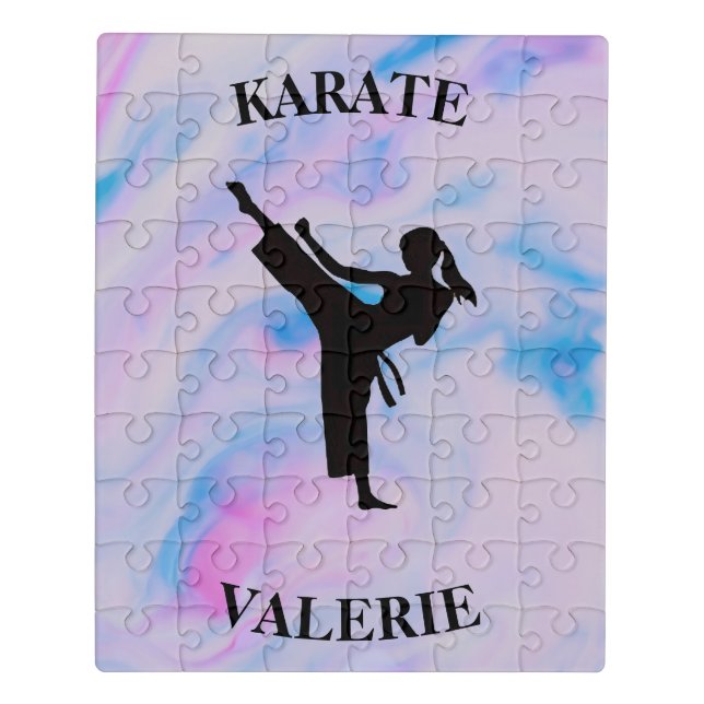 Girls Karate Pastel Swirl Jigsaw Puzzle (Puzzle Vertical)