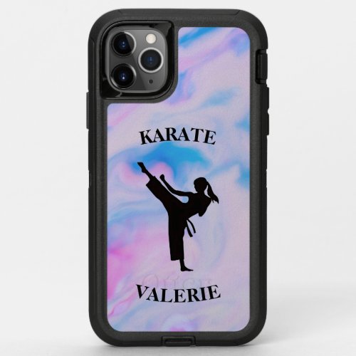 Girls Karate Pastel Swirl OtterBox Defender iPhone 11 Pro Max Case