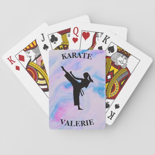 Girls Karate Pastel Swirl Poker Cards